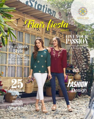 Flair Fiesta Vol 1 By Passion Tree Fancy Rayon Summer Wear Short Top Collection